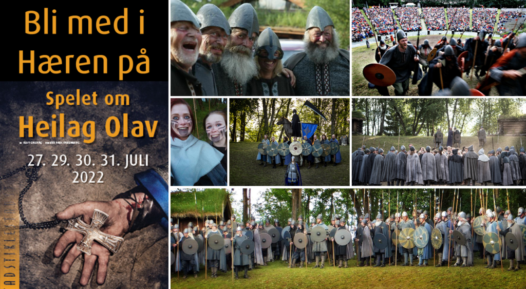 collage av bilder av hæren i "Spelet om Heilag Olav"